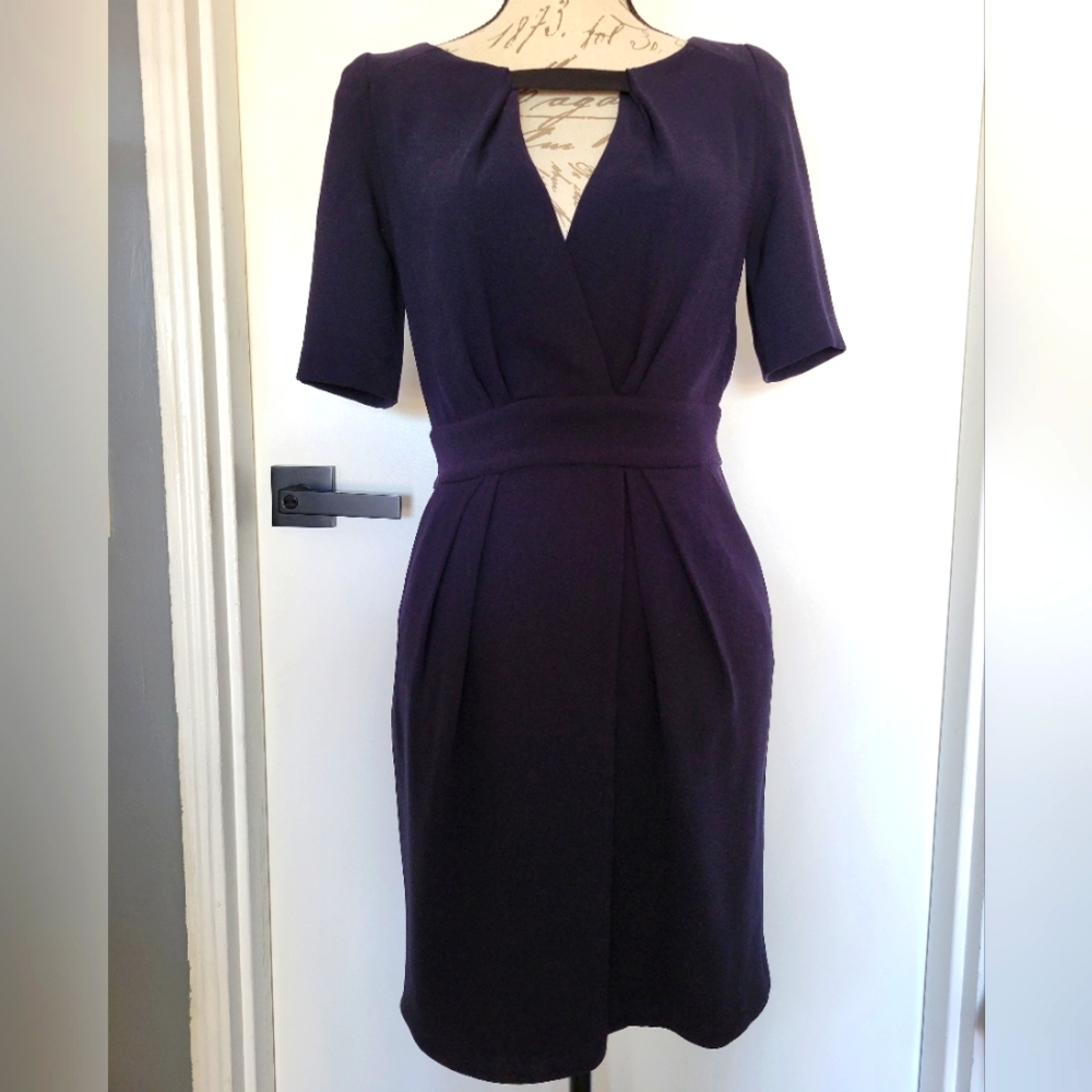 Maje Navy Blue‎ Short Sleeve Fitted Mini Dress Business Casual Sexy Sz 4  Fitted